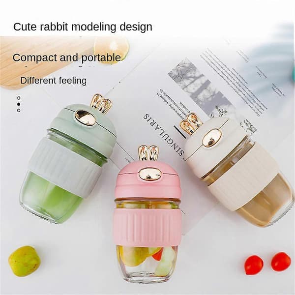 Pink Thick Glass Cup for Home Office Portable Coffee Cup Summer Drinking Cup with Lid Moe Rabbit Cup Kitchen Accessories
