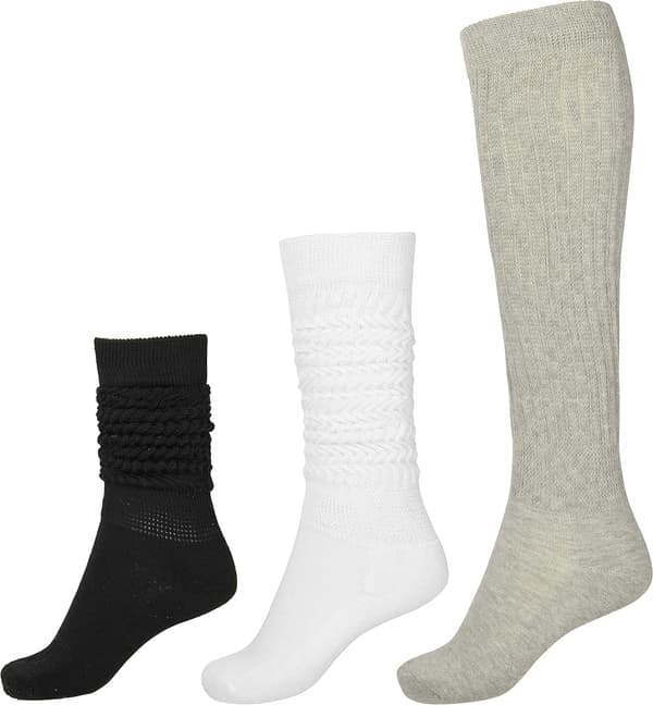 Slouch Strumpor Dam Lårhöga Strumpor Mjuka Scrunch Strumpor 3-pack