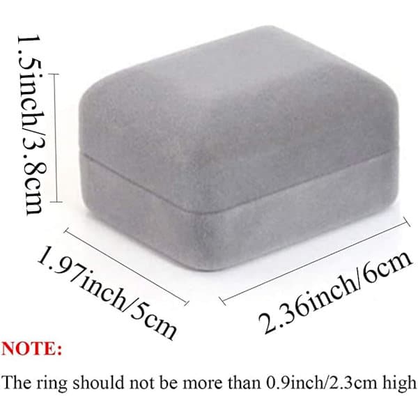 Sammet Ringbox med LED-ljus Smyckeskrin Presentförpackning Lämplig för Frieri, Förlovning, Bröllop Grå Grey