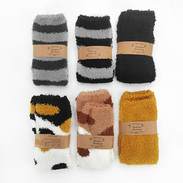 Fluffy Cat Paw Socks, 6 Different Pairs
