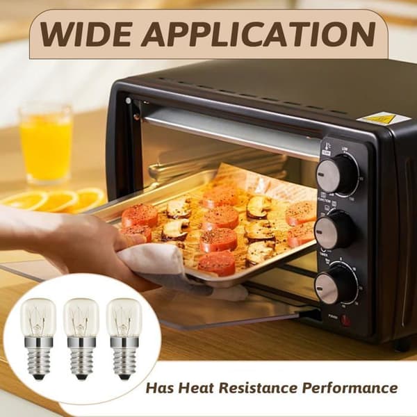 3-pack E14 25W Warm White 2700K High Temperature Resistant Oven Bulbs for Microwave and Refrigerator