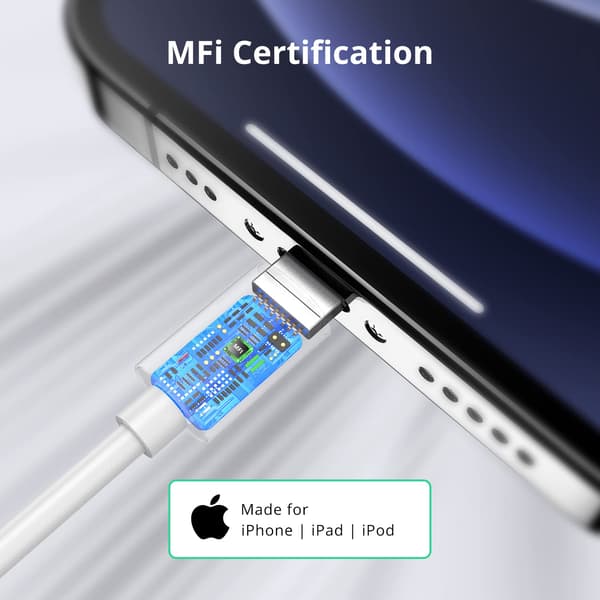 2-pack 1,8 m laddningskabel [Apple MFi-certifierad] 2,4 A Lightning till USB snabbladdningskabel för iPhone