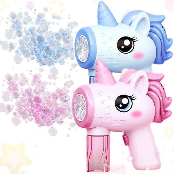 Unicorn Soap Bubble Machine, 2 Pieces Unicorn Bubble Machine Toy, Automatic Bubble Machine, for Weddings, Garden