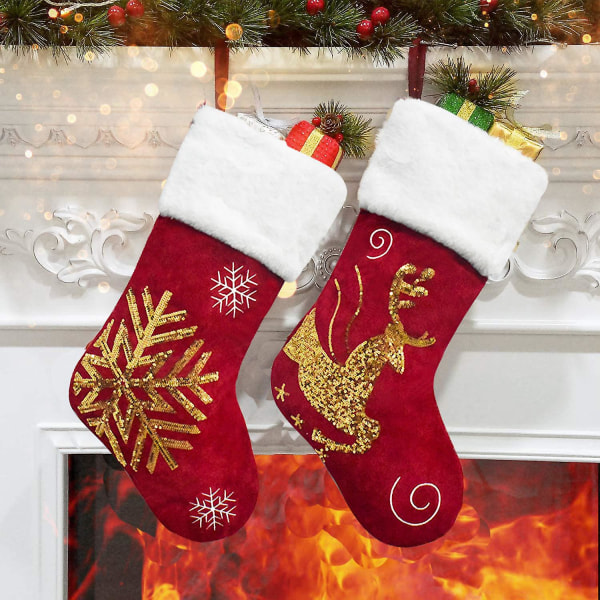 Christmas Sock Gift Bag Elk Flannelette Embroidered Christmas Sock Christmas Gift Christmas Pendant#1