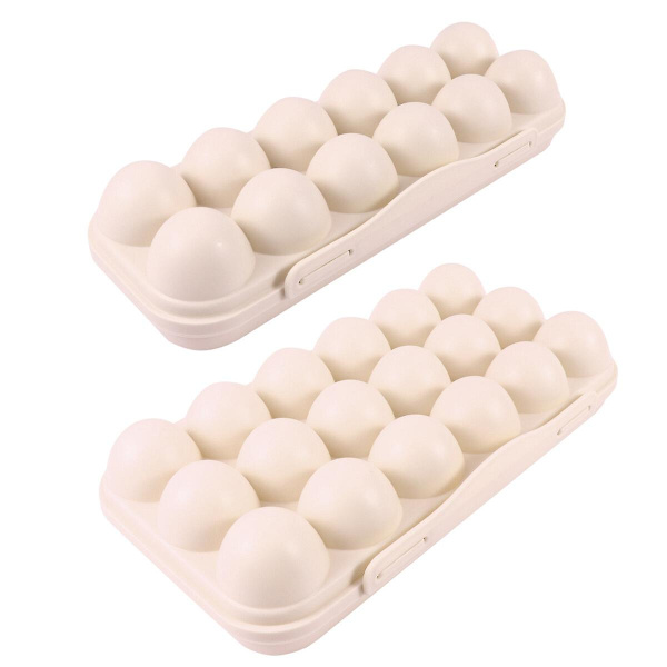 2 stk Kjøkken Eggbrett Holder Egg Oppbevaringsboks Kjøleskap Crisper Oppbevaring Bbq Shocproof Egg Holder Deksel Lås Beholder Med Lopp (grå) Khaki30X11CM Khaki 30X11CM