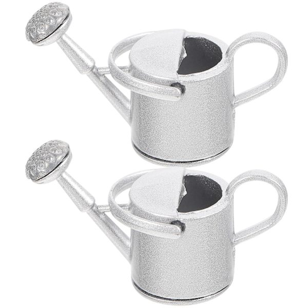 2 stk. Miniature Vandkander Dukkehustøj Legetøj Dukkehustøj Falske Haveværktøjer Sølv 4x1.5x2.5cm Silver 4x1.5x2.5cm