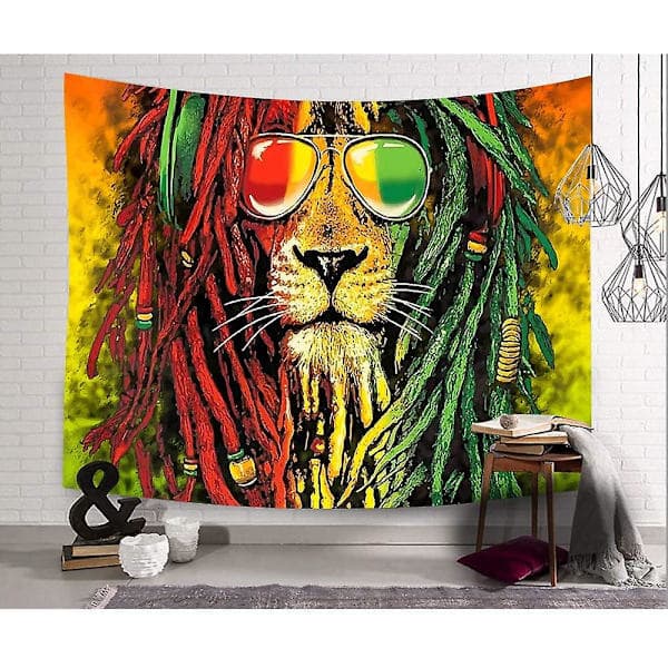 Rasta Tapestry Rastafarianskt Lejonhuvud Bob Väggbonad Tapestry För Vardagsrum Sovrum Sovsal Dekor Psykedelisk