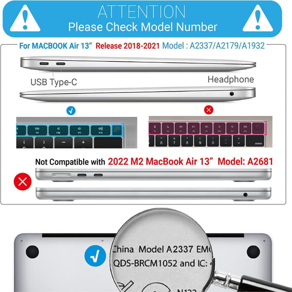 Compatible with New MacBook Air 13\" Case 2022 2021 2020 M1 A2337