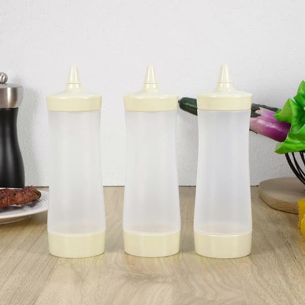 Squeeze Bottles Easy to Clean Camping Equipment 3 Pcs Beige