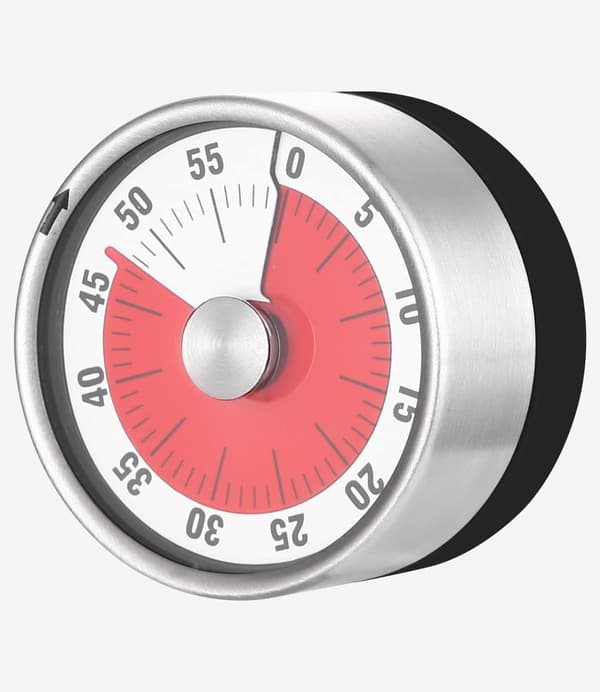 Kitchen Timer, 60 minuters analog visuell timer, mekanisk påminnelse för barn och vuxna (1 st, vit)