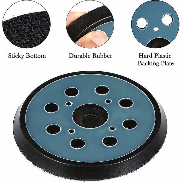 2 stk. 125 mm udskiftningsrondel til excentersliber 8 huller velcro slibeplade (blå) [DB]