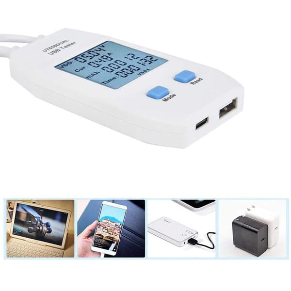 USB-tester, LCD USB-tester detektor voltmeter amperemeter digital kapasitetstester (UT658 Dual)
