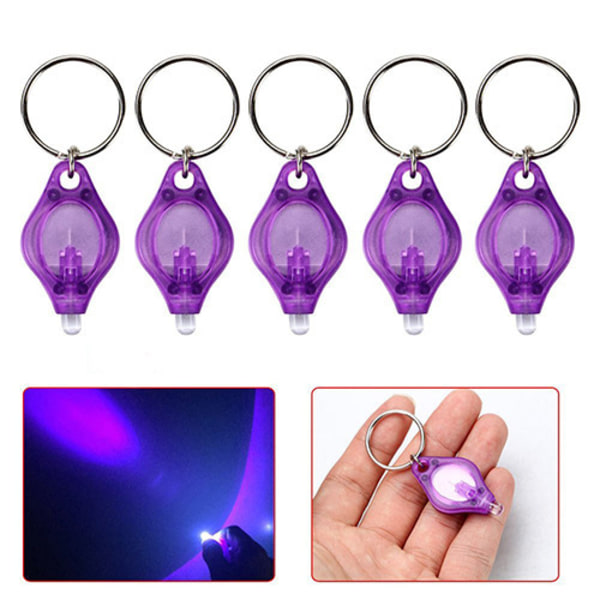 (Förpackning om 6) Ultra Bright Mini LED-nyckelringslampa, nyckelringsficklampa, nyckelring LED-ficklampa, LED-nyckelringslampa - ljus med lila skal