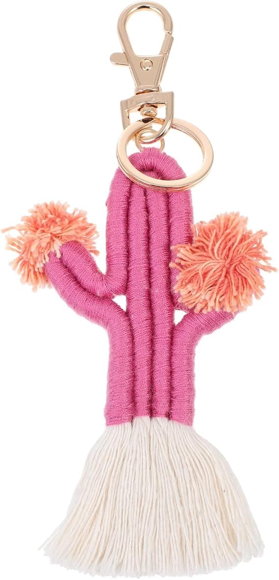 1 st kaktus pom pom nyckelring söt kvinnor nyckelring boho hängande prydnad