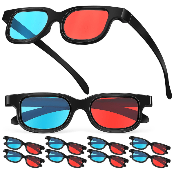 10 st visningsglasögon röd-blå lins 3d-glasögon kompatibla med vanliga datorskärmar tv-apparater Theat