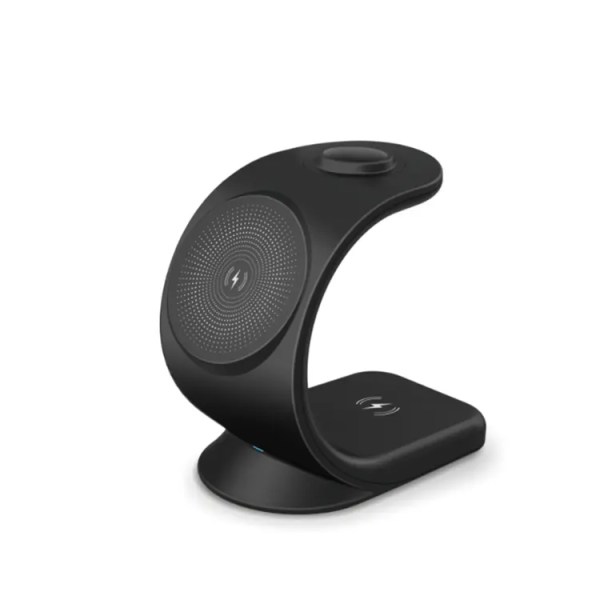 3 i 1 Magnetisk Trådløs Oplader, Kompatibel med MagSafe til iPhone 12/13/14 Pro MAX, AirPods, Apple Watch 1-8 (Sort)