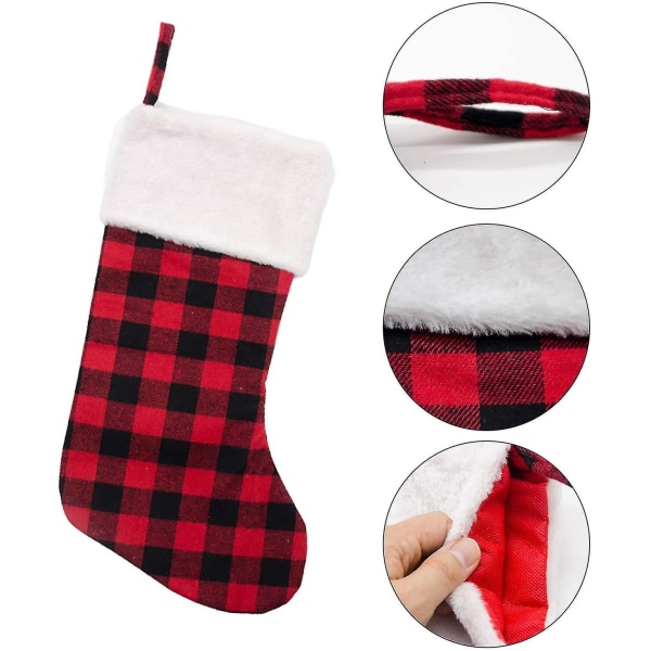 Christmas Stockings - 41.91 Cm Red And Black Buffalo Plaid Christmas Stockings Decorated Compatible With Family Holiday Christmas Party 2pcs