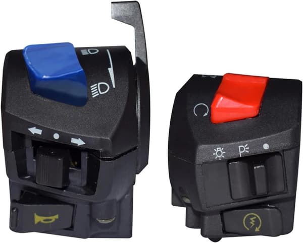Motorcycle Handlebar Switch, On/Off Switch Left and Right Handlebar Control 7/8 Inch Headlight Turn Signal Horn Switch High Beam Low Beam