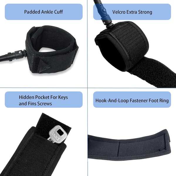 3 m Surf Leash, 7 mm Sup Ankel Gul Leash, Fodline til Paddle