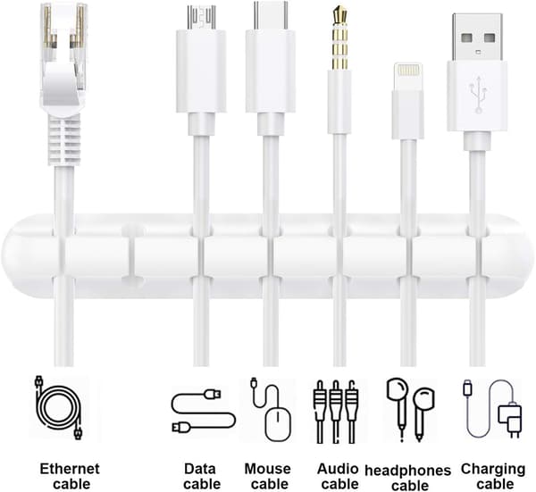 Cable Holder, 3-Pack Cable Organizers Silicone Stickers for USB Charging Cable Mouse Cable PC Office Home (753-Slot) white white
