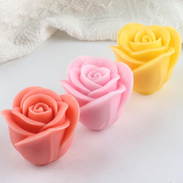 wxsp Rosblomst Lysforme Rose Lys Silikoneform til Lys Boligindretning Form Lysfremstilling Aromaterapi Gips Lys Ler Håndværk Stil A
