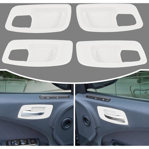 4 pcs Car Interior Door Handle Bowl Cover Trim for Charger 2011-2021 Interior Accessories, White