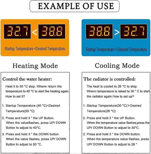 220 Digital LED Temperaturkontrollmodul, XH-W3001 Termostatbrytare med Vattentät Sond, Programmerbar Värmetermostat [DB]