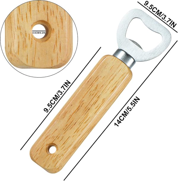 Graverbara Träflasköppnare, 4-pack Manuella Ölflasköppnare för Drycker, Cider, Bar, Hem