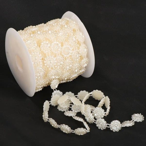 Lotus String Perler Krans Klær Belte DIY Fest Bryllupsdekor Beige