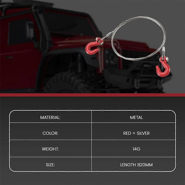 1/10 RC bil Crawler Stållina med Krokar til SCX10 Wraith Axial D90 Legetøjsdele