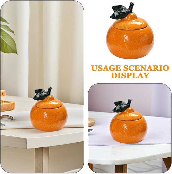 Orange Ceramic Teapot with Lid 200ml Decorative and Multifunctional Storage Jar