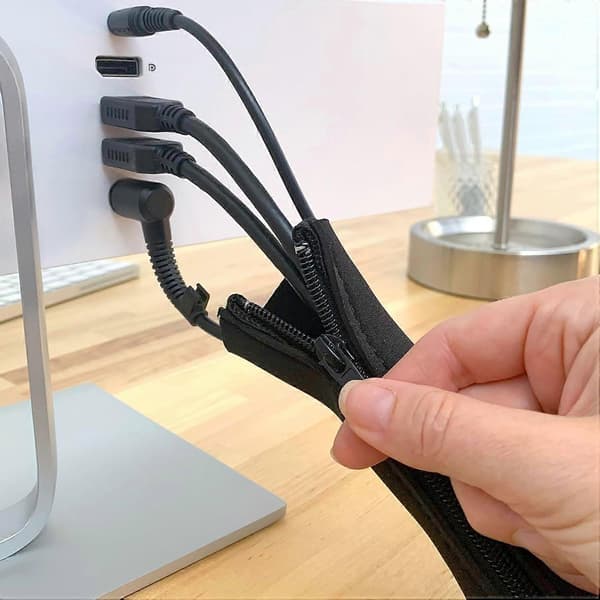 4-pack dragkedjeförsedda kabelskydd, sladdorganiserare, kabelskydd