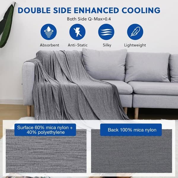 Cooling Blanket, Lightweight Summer Blanket, Double-Sided Cooling Blanket, Soft and Lightweight for Bed (Dark Grey, 100x150cm)