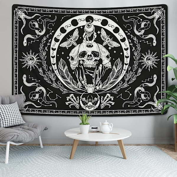 Skalle-Väggbonad Svart och Vit Väggbonader Orm Väggbonad Mal Väggbonad Psykedelisk Skelett Väggbonad Mandala Månfas Väggbonad Väggdekoration