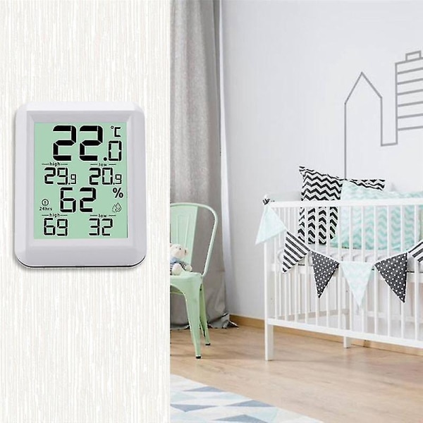 Digitalt termometer hygrometer, indendørs luftfugtighedsmåler, hjemmetemperatur termometre sensormåler, babyværelse, udendørs