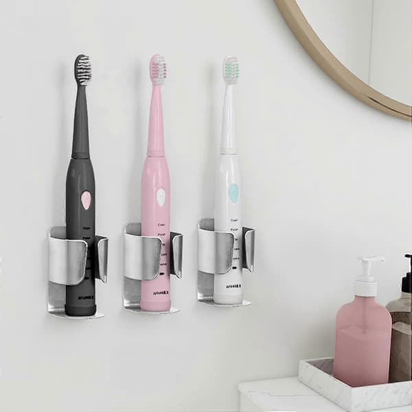 2-pack Stainless Steel Electric Toothbrush Holder Self-Adhesive Wall Mounted Toothpaste Electric Toothbrush
