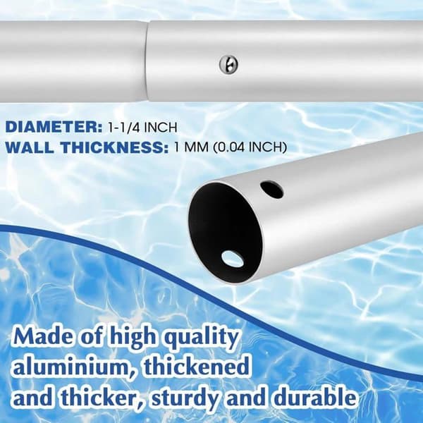 Pool Robot Hook - 1 Piece - Telescopic Aluminum - Extension 0.3m to 1.7m - Bottom Cleaning and