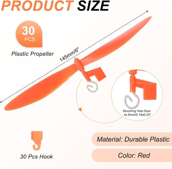 Plastpropel, propelblade med kroge Helikopter-sæt 6\" foldbestandig til STEM-aktiviteter Drevne fly DIY Rød