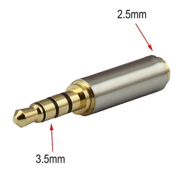 3,5 mm Jack Adapter 3,5 mm Han Til 2,5 mm Hun Hovedtelefonstik Adapter Konverter Sort