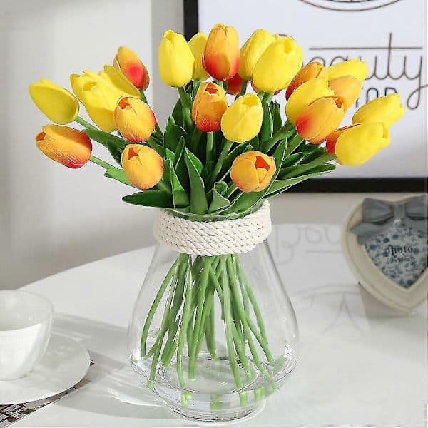 Latex Artificial Tulips, 20-Pack, Artificial Flowers for Wedding Bouquets