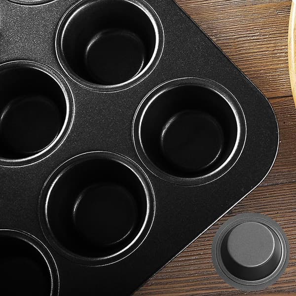 Non-stick bageform 12 huller med kulstofstål bageform rund bageform teflonbelægning bageplade ovnredskab bagning-FA-