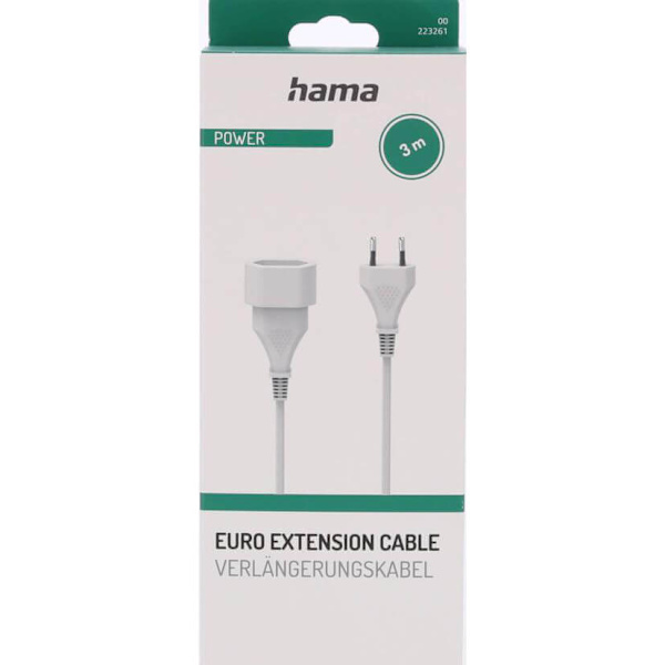 Extension Cable Euro Plug White 3.0m Vit