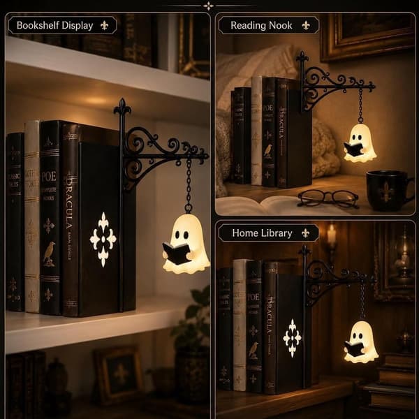 Metal Bookcase Lamp, Mini Bookcase Lantern, Bookcase Reading Lamp, Warm Tone LED Night Light, Lantern Shaped Lantern Post*1 Lantern post*1