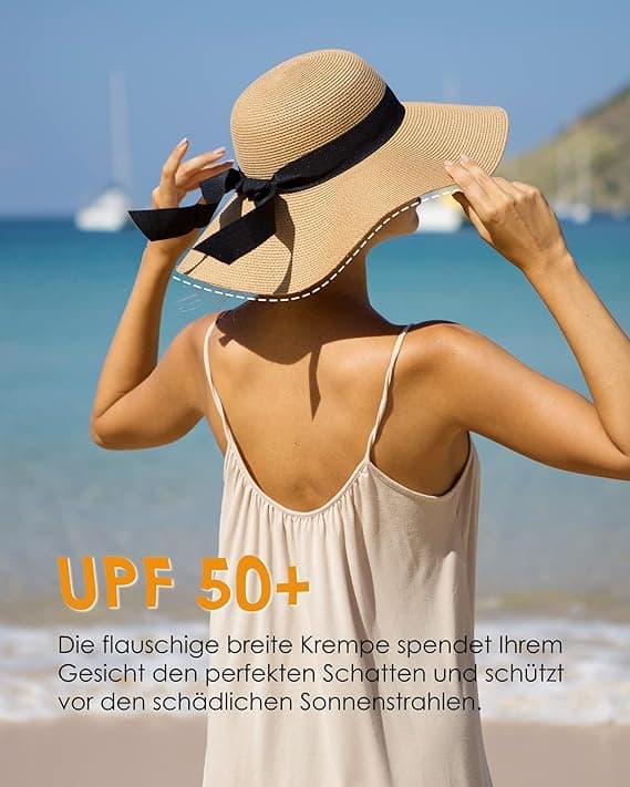 Sommer Sammenfoldelig Strandhat Dame Solhat med Bred Skygge