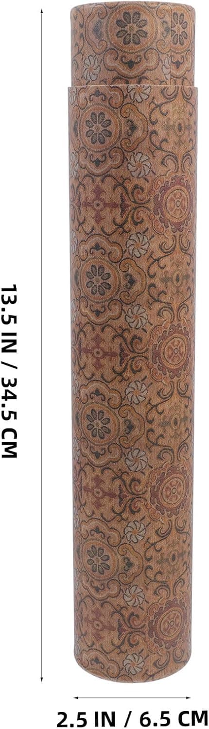 Teleskopisk plakatholder, rør 62 cm lengde 6 cm diameter med brokademønster, rulleetui