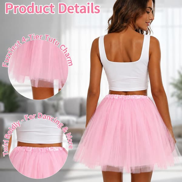 4-lags Tutu Fluffy Danse Ballet Bobleskørt, Lyserøde Nederdele