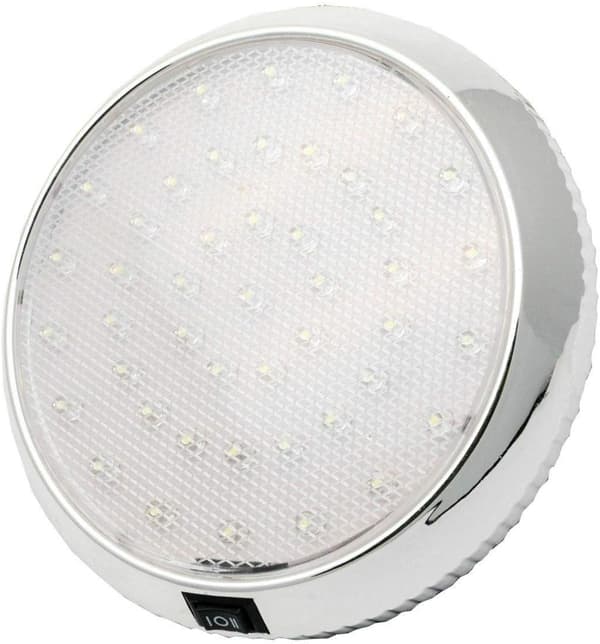 2 stk 12V LED Taklampe med På/Av-knapp for Bobil/Campingvogn/Tilhenger/Båt, Overflatemontering