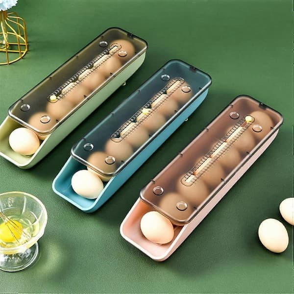 Rolling Egg Tray, Egg Holder for Refrigerator, Egg Dispenser, Rolling Egg Holder, Countertop Egg Organizer