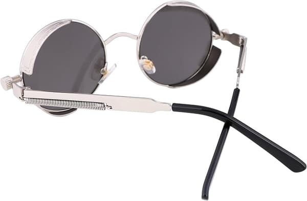 Retro Gothic Steampunk Sunglasses Round Metal Frame Punk Circle Inspired Glasses Men B1864