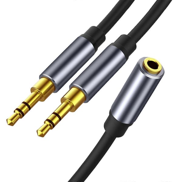 3,5 mm hun til 2 dobbelte 3,5 mm han AUX lydsplitterkabel headset til PC